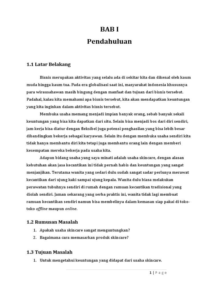 Proposal Usaha Skincare yang Menjanjikan | PDF