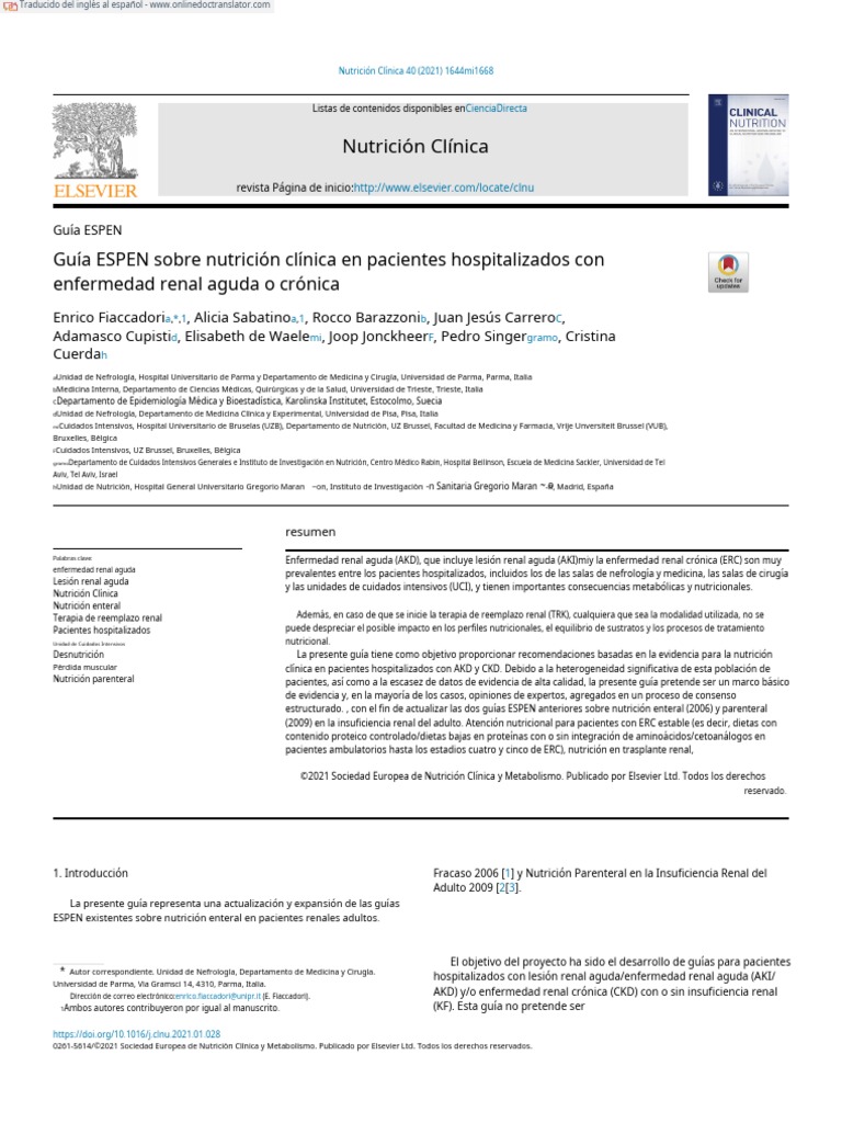 ESPEN Guideline On Clinical Nutrition in Hospitalized Patients With ...