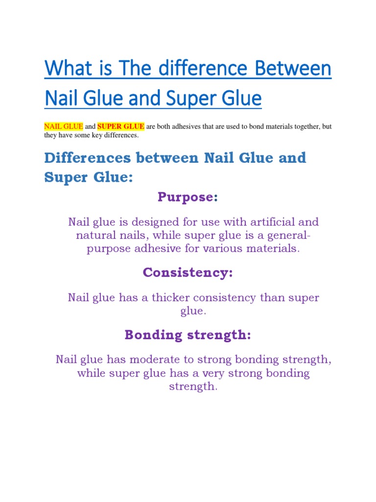 What is the Difference Between Nail Glue and Super Glue PDF Adhesive Materials