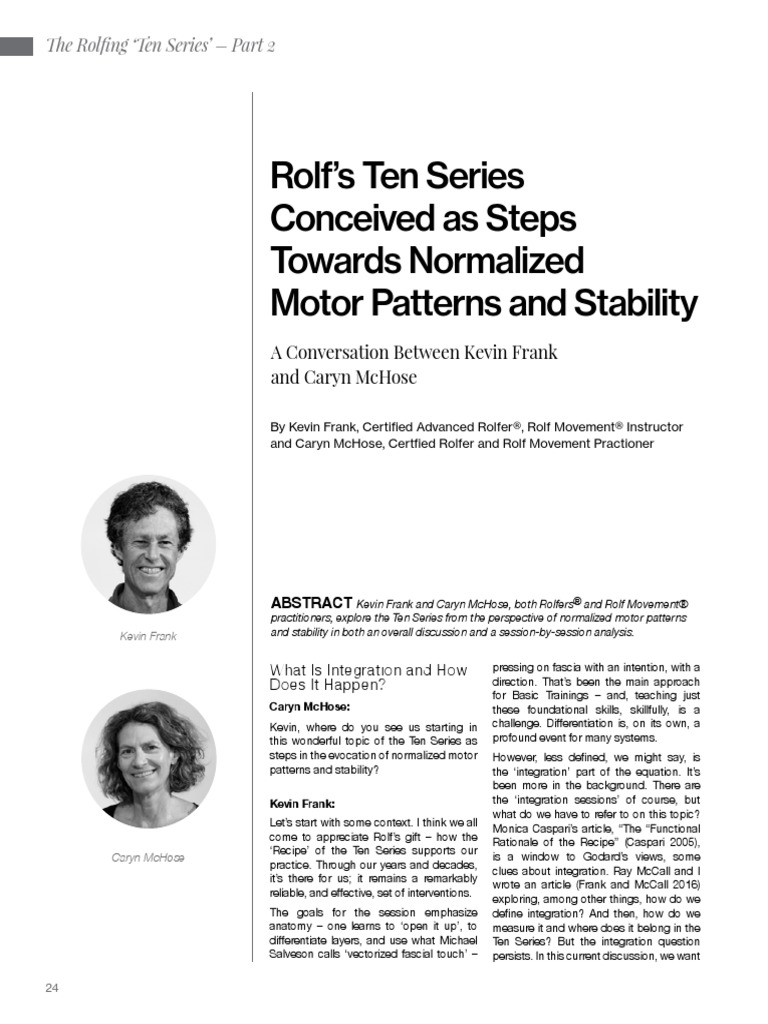 Rolfs ten series conceived as steps toward normalized motor patterns