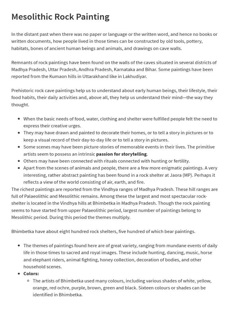 Mesolithic Rock Painting | PDF | Dances | Hunting