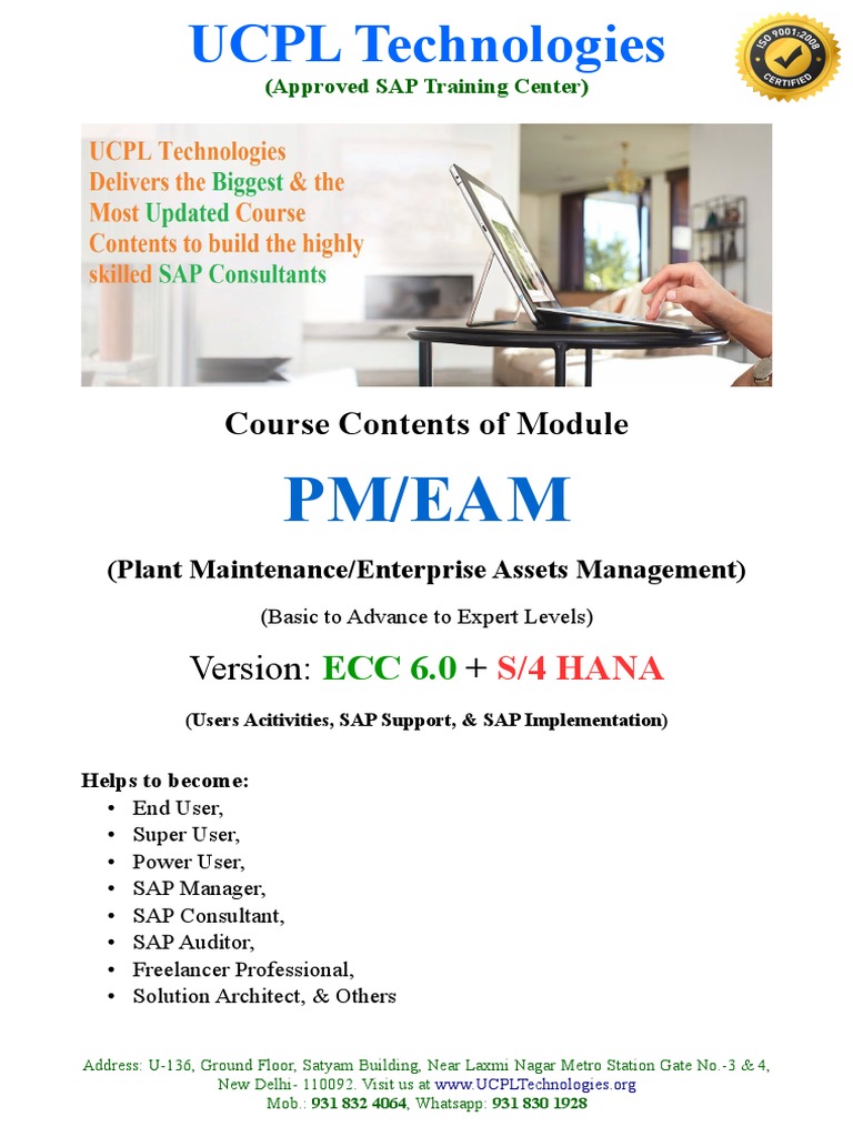 0008 SAP PM - EAM With S4 HANA Syllabus UCPL Technologies | PDF ...