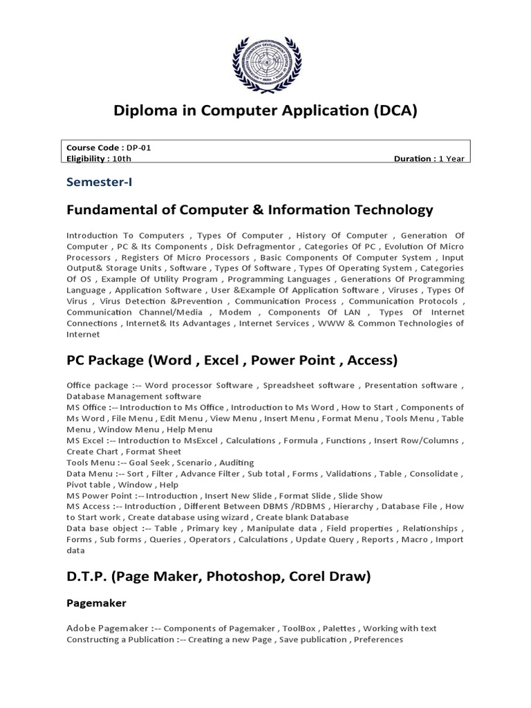 Diploma in Computer Application PDF PDF Programming Constructor