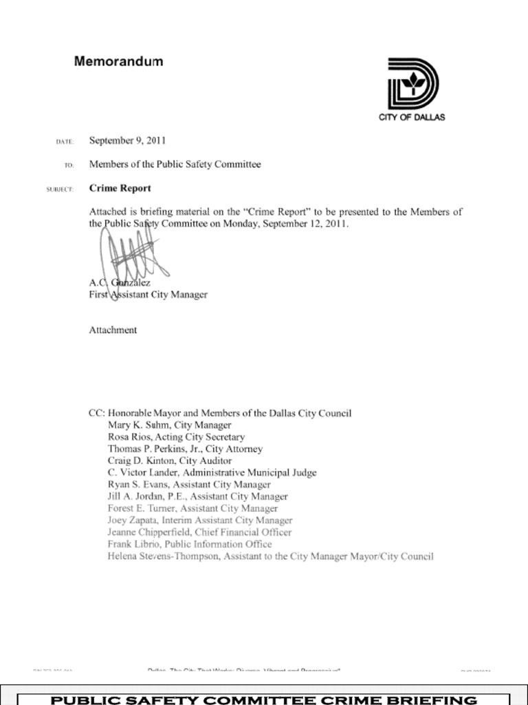 Memo To Public Safety Committee On Dallas Crime Drop | PDF