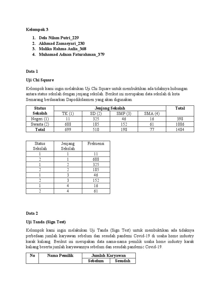 Kelompok 3 Uji Chi Square Uji Tanda 1 Pdf