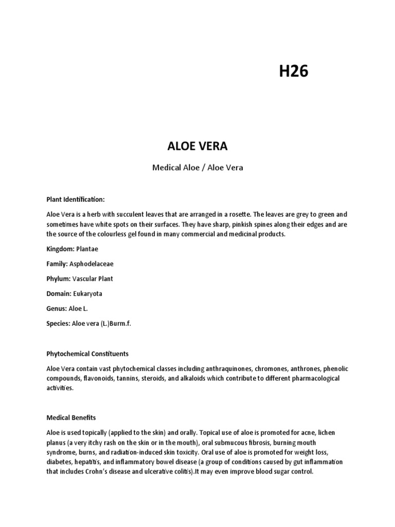 Aloe Vera PDF Inflammatory Bowel Disease Taxonomy (Biology)