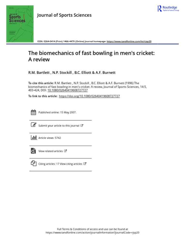 The Biomechanics of Fast Bowling in Men S Cricket A Review | PDF ...