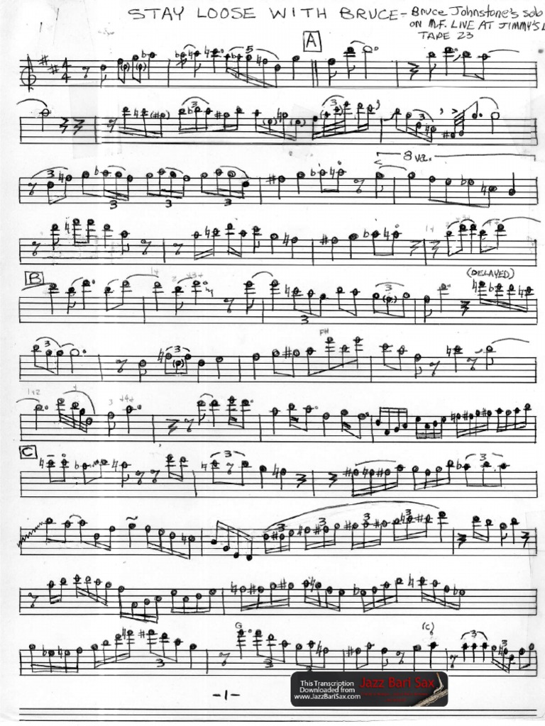 Stay Loose With Bruce Transcription Bruce Johnstone PDF