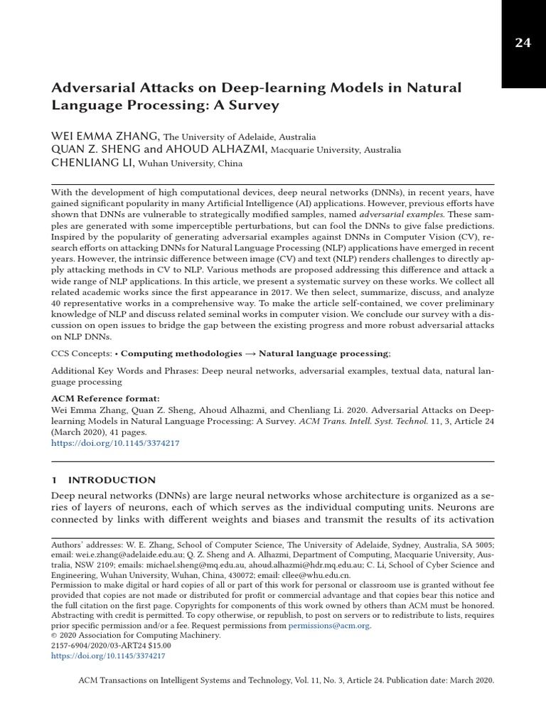 Adversarial Attacks On Deep-Learning Models in Natural Language ...