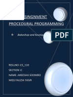 Oops Assignment Procedural Programming