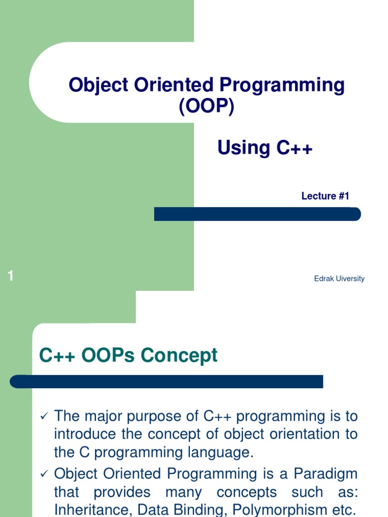 Lecture - 1 | PDF | Object Oriented Programming | Class (Computer ...