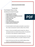 Classroom Evaluation Report Format