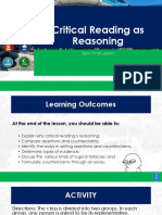 Critical Reading As Reasoning