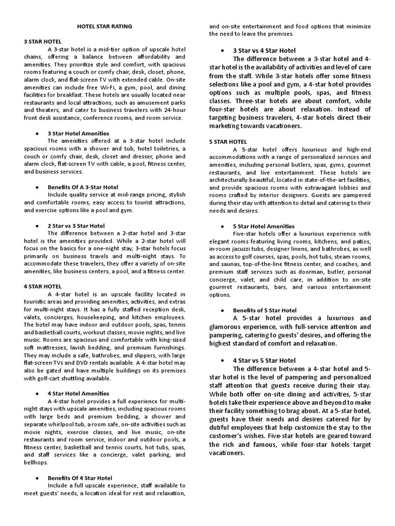 5 Star Hotel | PDF | Hotel | Hospitality Industry