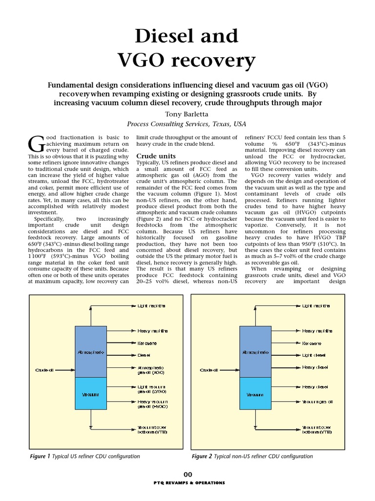 Diesel and VGO Recovery PDF Diesel Fuel Petroleum