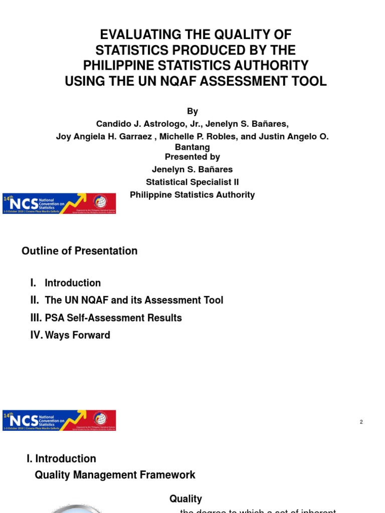 6.7.1 Evaluating the Quality of Statistics Produced by the Philippine ...