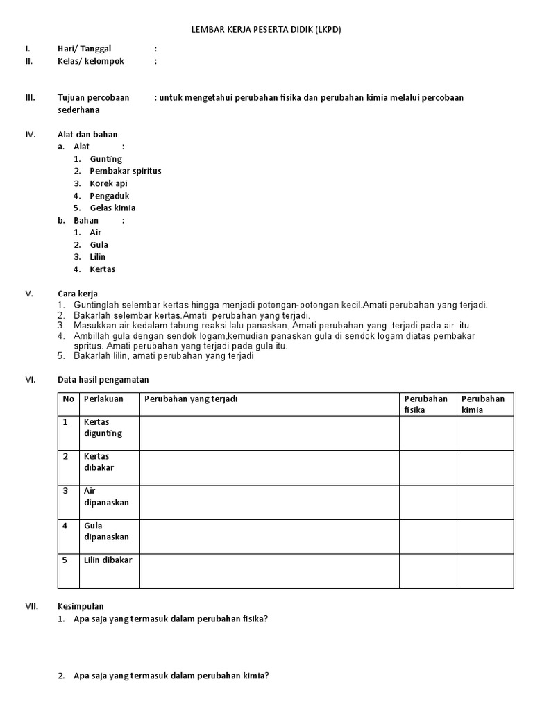 LEMBAR KERJA PESERTA DIDIK | PDF