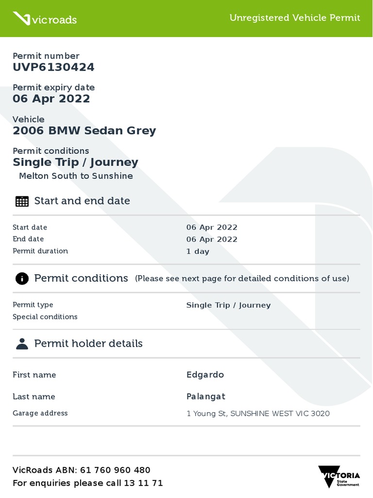 Unregistered Vehicle Permit PDF Road Justice