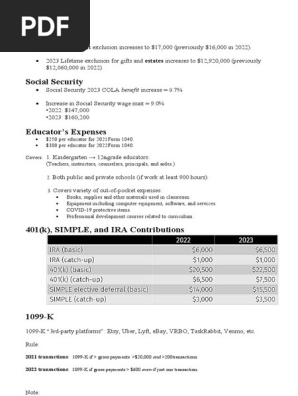 Individual Federal Tax Updates