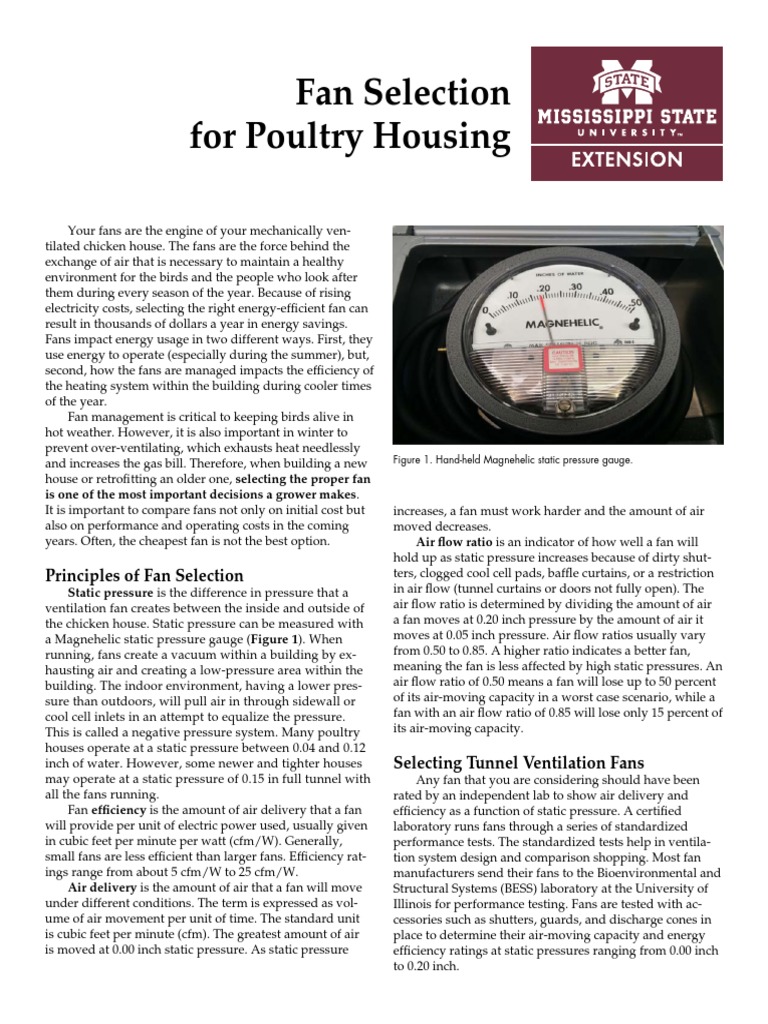 Fan Selection For Poultry Housing | PDF | Ventilation (Architecture ...