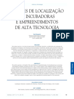 Fatores de Localização de Incubadoras E Empreendimentos de Alta Tecnologia