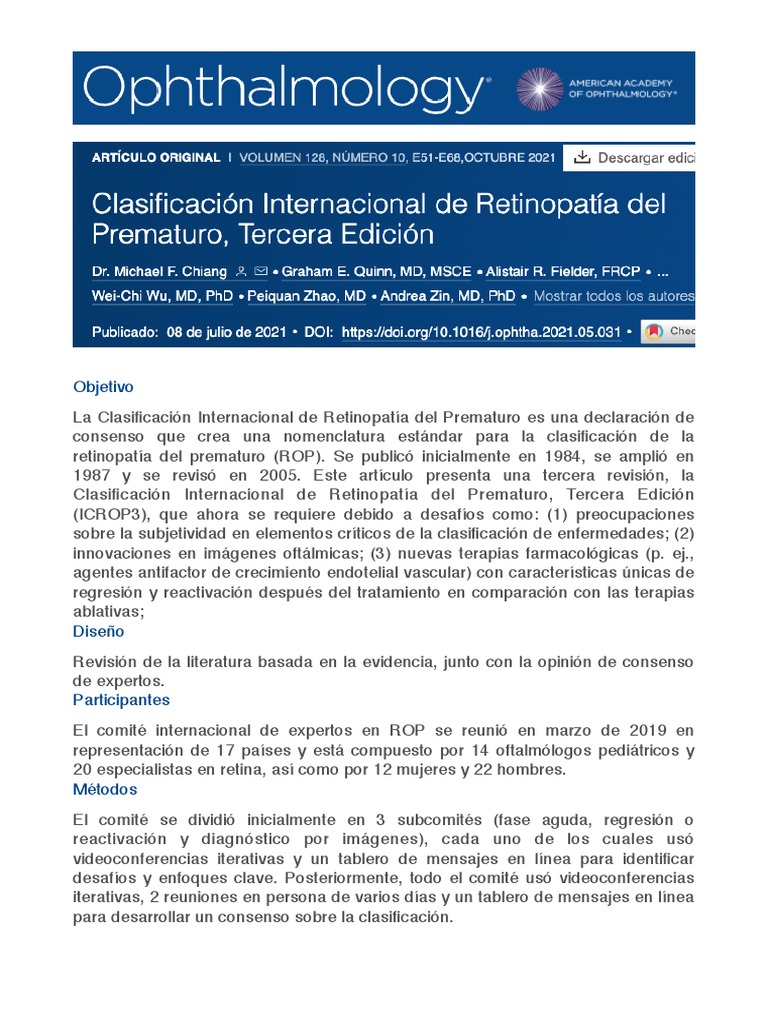 Clasificación Internacional ROP: ICROP3 | PDF | Angiogénesis | Factor ...