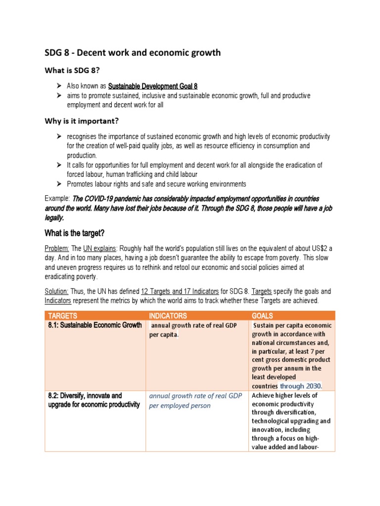 SDG 8 Reporting by Vincent | PDF | Labor | Economic Development