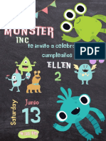 Colourful Monster Theme Kids Birthday Party Invitation