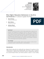 Elite Higher Education Admissions in The Arts and Sciences: Is Cultural Capital The Key?