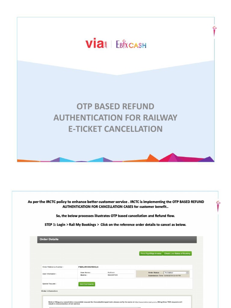 Otp Based Refund Authentication For Railway ETicket Cancellation PDF