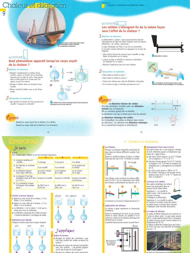Dilatation Des Solides En 5 me PDF Dilatation Thermique Pont