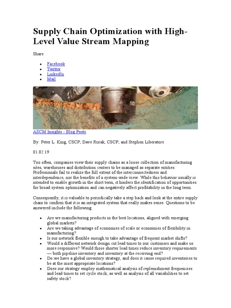 High-Level Value Stream Mapping for Supply Chains | PDF | Supply Chain ...