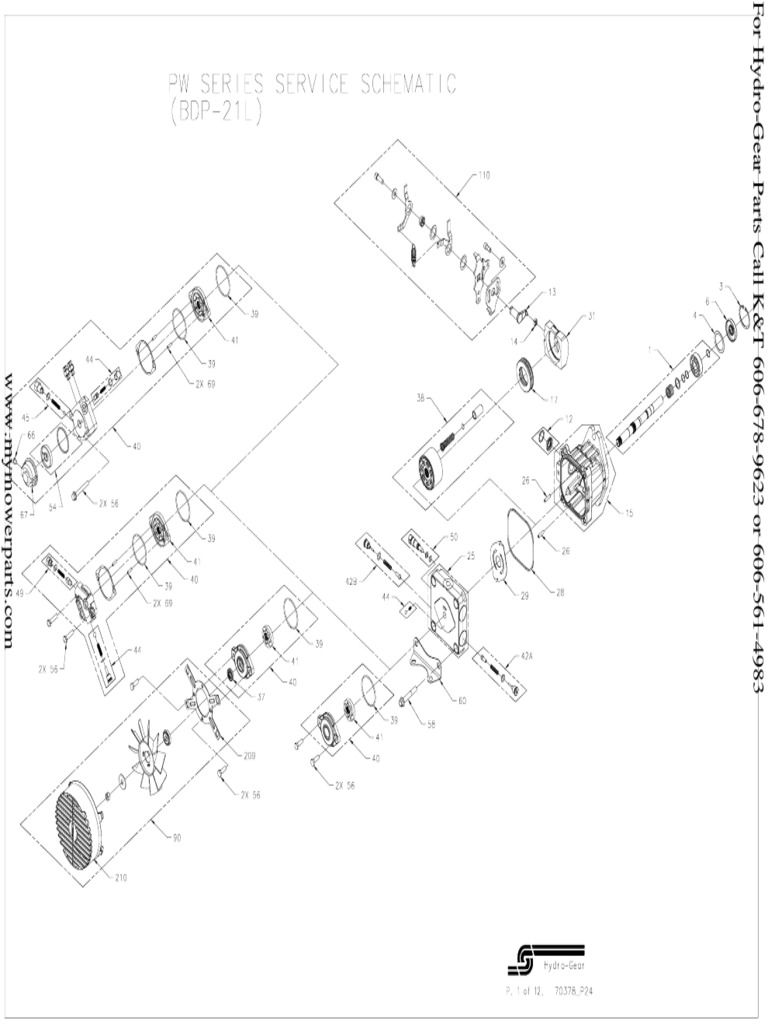 HydroGearPartsListManualForModelNumberBDP21LServiceSchematic