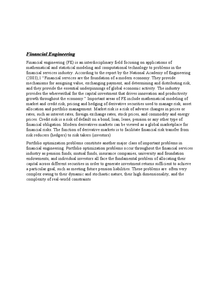 Financial Engineering | PDF | Career & Growth | Finance & Money Management