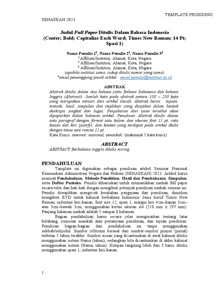 Template Prosiding SENASKAH 2023 | PDF