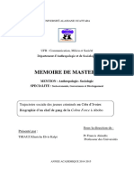 Memoire de Master 2: UFR: Communication, Milieu Et Société Département D'anthropologie Et de Sociologie