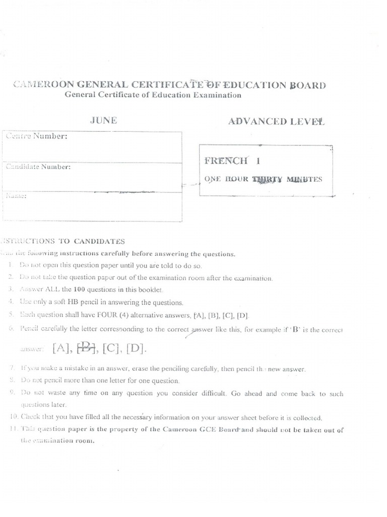 GCE Instructions - French | PDF