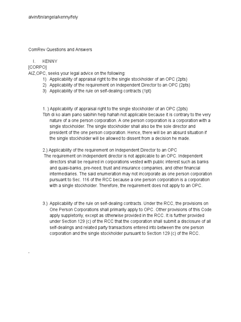 OPC Legal Compliance Overview | PDF | Trademark | Stocks