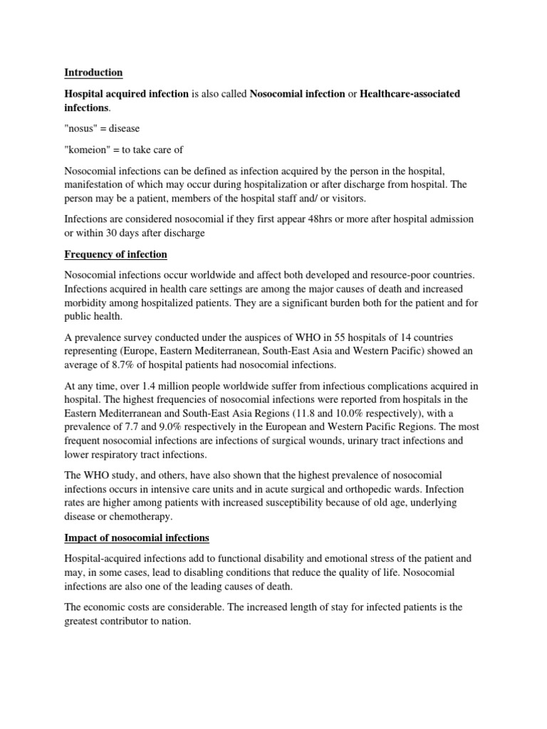 Hospital Acquired Infection | PDF | Hospital Acquired Infection | Infection