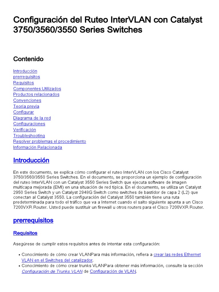 Configuración Del Ruteo Intervlan Con Catalyst 3750/3560/3550 Series ...