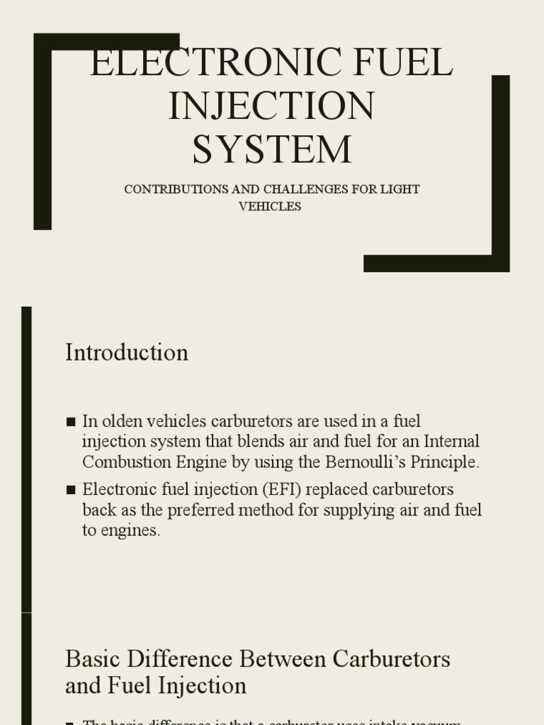 Electronic Fuel Injection System Overview | PDF | Technology & Engineering