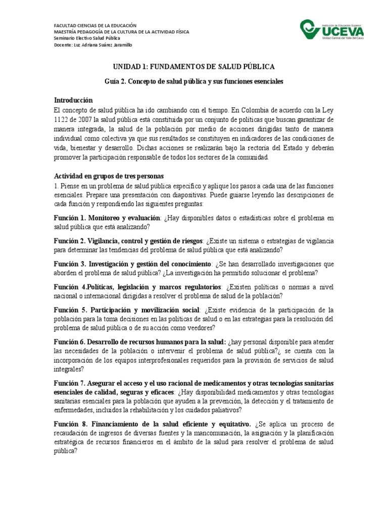 Guía 2 Conceptos Salud Publica Y Funciones Esenciales Pdf Salud
