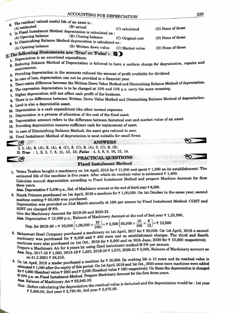 Accounting For Depreciation Pdf Depreciation Interest