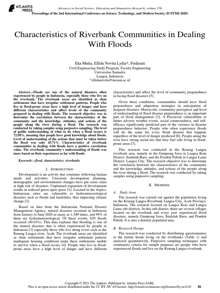 Characteristic of Riverbank Communities in Dealing With Floods | PDF ...