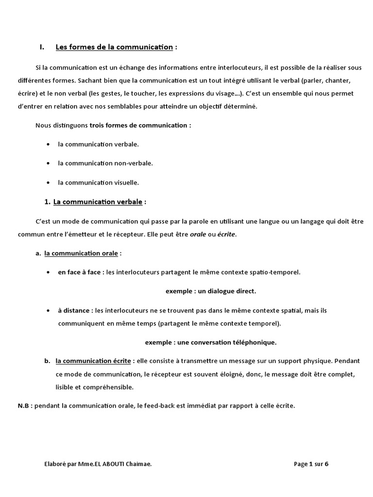 Les formes de communication expliquées | PDF | la communication ...