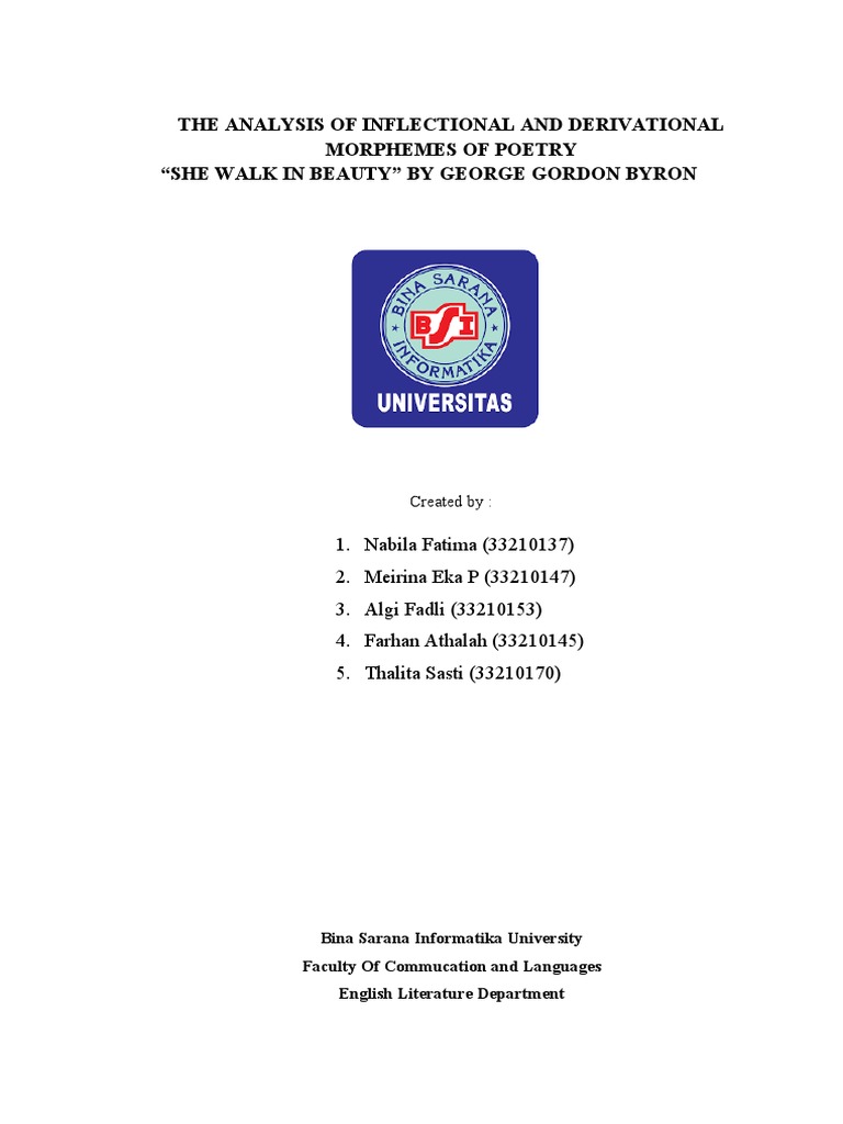 The Analysis Of Inflectional And Derivational Morphemes Of Poetry 1 Pdf