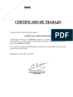 Walter Llanos - Certificado de Trabajo