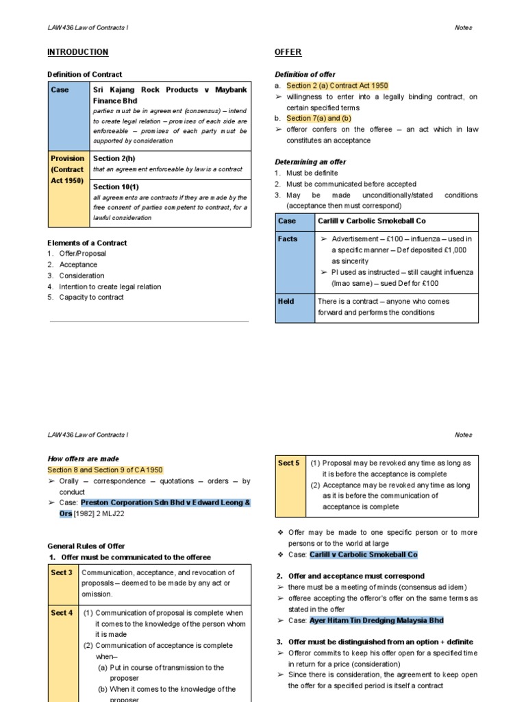 Offer and Acceptance in Contract Law | PDF | Offer And Acceptance ...