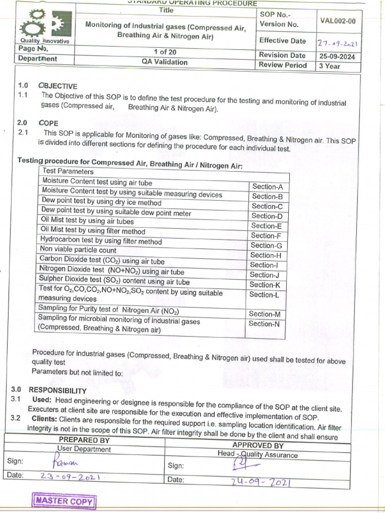 Compressed Air SOP PDF
