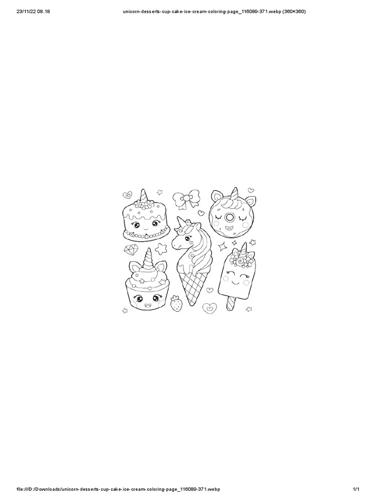 unicorn-desserts-cup-cake-ice-cream-coloring-page_116089-371 | PDF